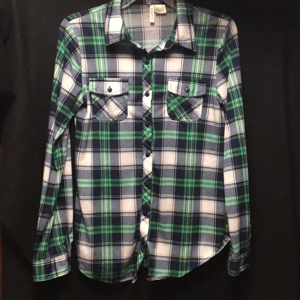 Green Plaid Button-up